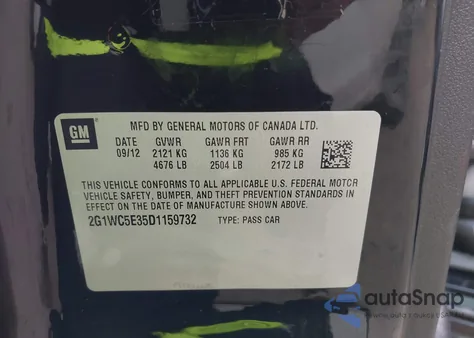 2013 Chevrolet Impala Ltz from USA, damaged, VIN 2G1WC5E35D1159732